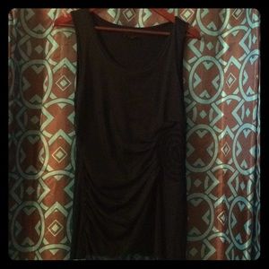 Black tank top with rouched flower on the side